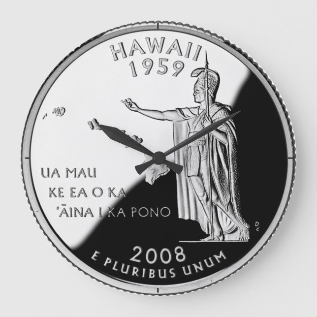Hawaii State Faux Quarter Clock Stor Klocka (Framsida)
