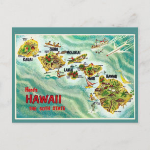 Hawaii State Karta vykort
