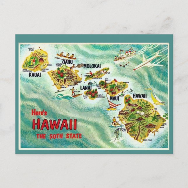 Hawaii State Karta vykort (Framsida)