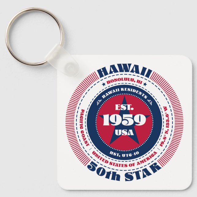 Hawaii State Keychain Nyckelring (Framsida)