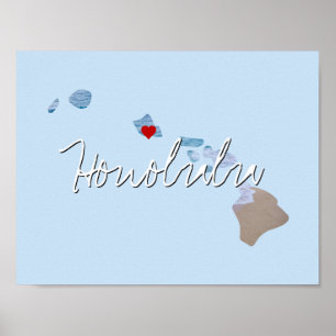 Hawaii State Photo infoga och namn Poster
