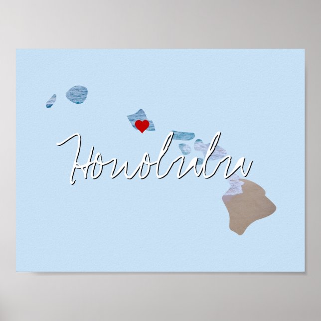 Hawaii State Photo infoga och namn Poster (Framsidan)