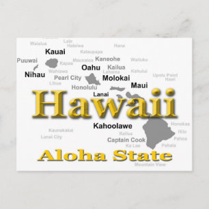 Hawaii State Pride Karta Silhouette Vykort