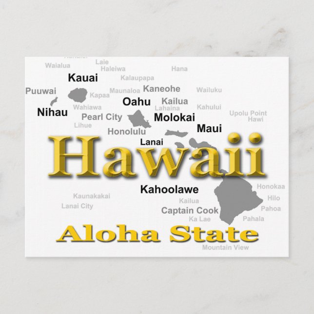 Hawaii State Pride Karta Silhouette Vykort (Framsida)
