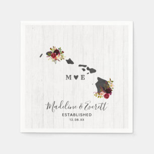 Hawaii State Rustic Wood Bröllop Monogram Pappersservett