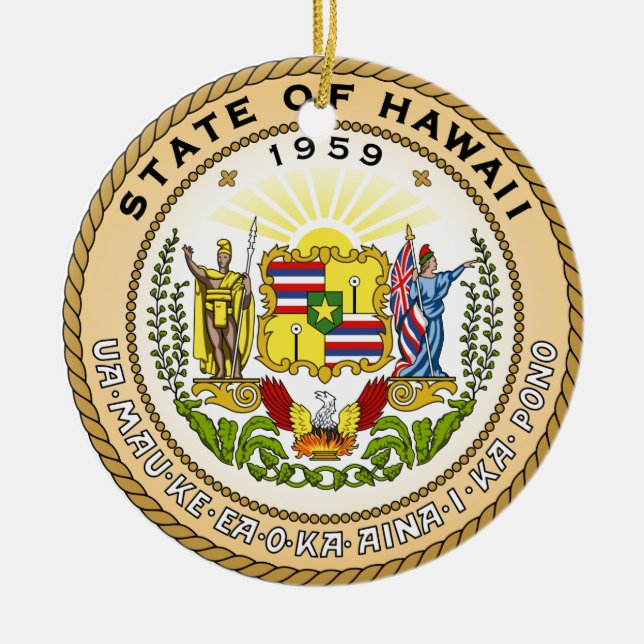 Hawaii State Seal Julgransprydnad Keramik (Framsidan)