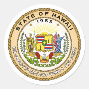 Hawaii State Seal - Runt Klistermärke