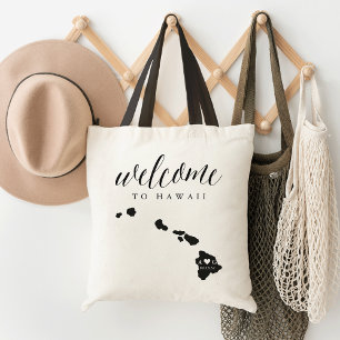 Hawaii State Silhouette Bröllop Welcome Tote Tygkasse