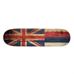 Hawaii Statens Flagga på gammal trästruktur Skateboard Bräda 20 Cm