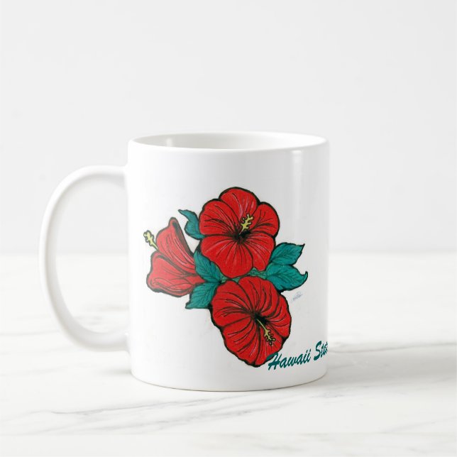 Hawaii statlig blomma, hibiskusmugg kaffemugg (Vänster)