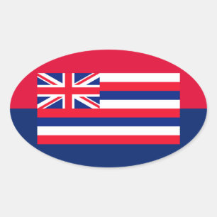 Hawaii Statlig flagga Design Ovalt Klistermärke