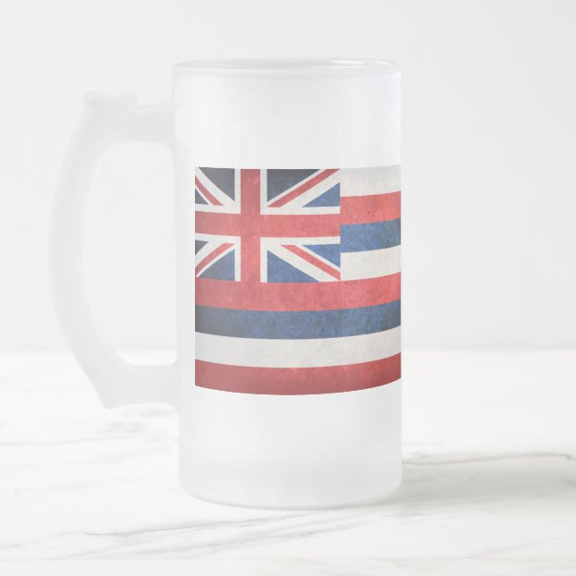 Hawaii statlig flagga frostat ölglas (Vänster)