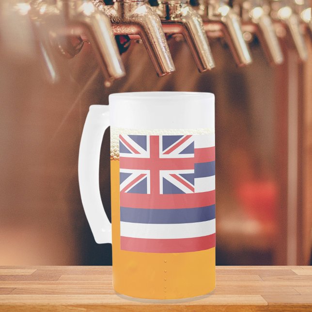 Hawaii Statlig flagga Frostat Ölglas (Hawaii State Flag Frosted Glass Beer Mug)