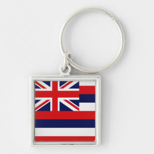 Hawaii Statlig flagga Fyrkantig Silverfärgad Nyckelring
