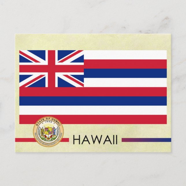 Hawaii Statlig flagga och Seal Vykort (Framsida)