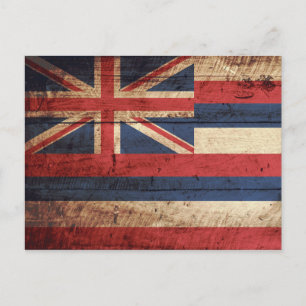 Hawaii Statlig flagga på Old Wood Grain Vykort
