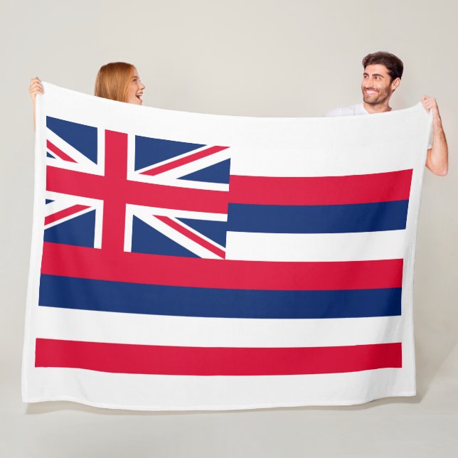 Hawaii Statlig flagga Print Patriotc Fleecefilt (På plats)