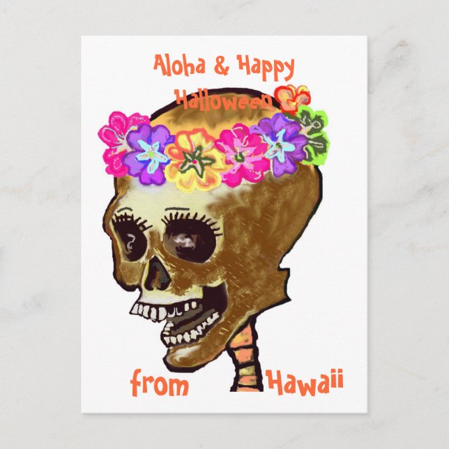 Hawaii Stil Halloween Skull Vykort (Framsida)
