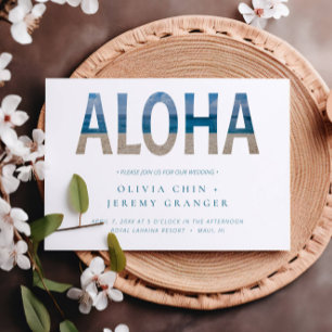 Hawaii Strand Aloha Foto Destination Bröllop Inbjudningar