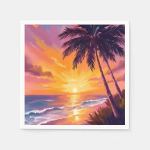 Hawaii Strand Solnedgång Måleri Resa