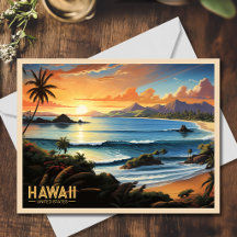 Hawaii Strand Tropiskt Paradis Vintage-målning