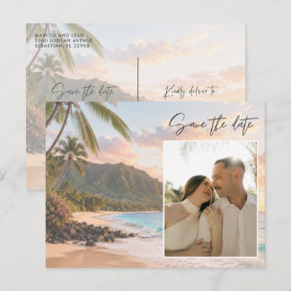 Hawaii Strandbröllopsfoto Spara datumet Vykort