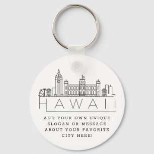 Hawaii Stylized Skyline Anpassningsbar Slogan Nyckelring