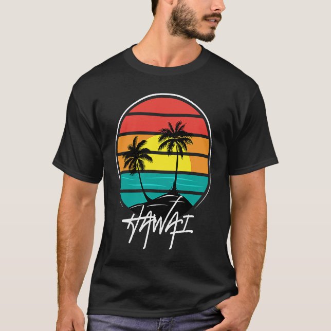 Hawaii Summer Beach Vintage Sunset  1 T Shirt (Framsida)