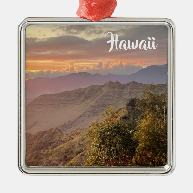 Hawaii Sunrise i bergen Julgransprydnad Metall (Framsidan)