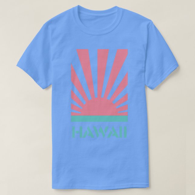 Hawaii Sunrise Sunset Rosa Sea Grönt TShirt T Shirt (Design framsida)
