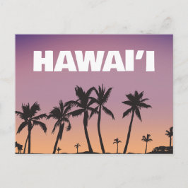 Hawaii Sunset Palm Tree Gradient Sky Postcard  Vykort
