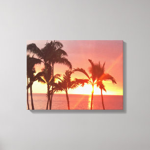 Hawaii Sunset Photo Designad Stretched Canvas