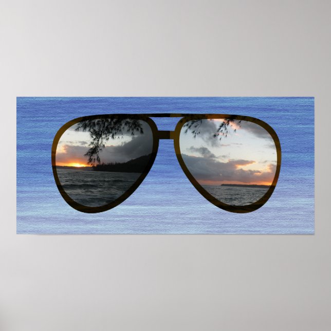 Hawaii Sunset Sunglasses Poster (Framsidan)