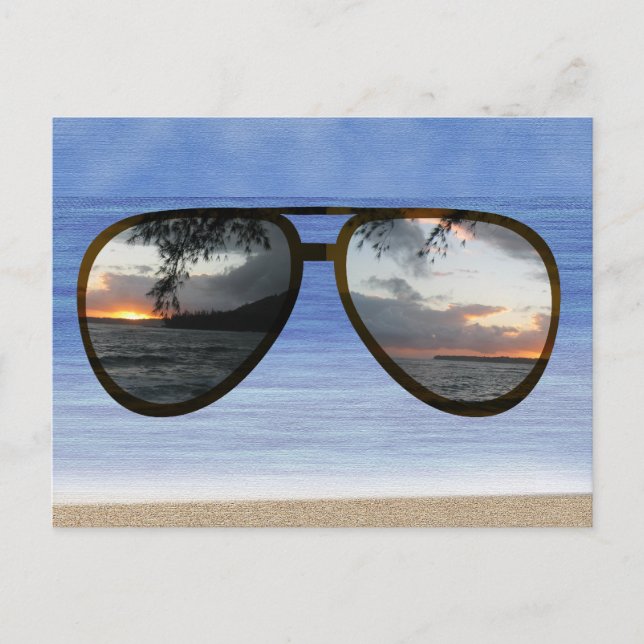 Hawaii Sunset Sunglasses Vykort (Framsida)