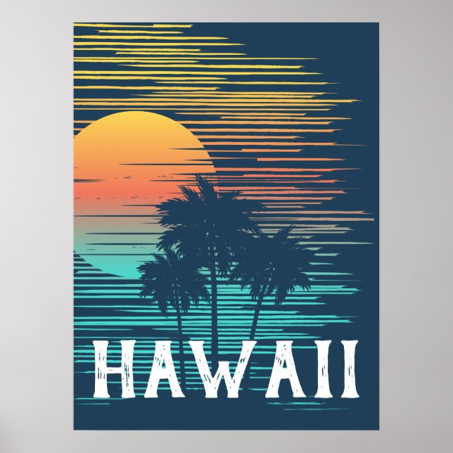 Hawaii Sunset Sunrise Graphic Topical Rainforest Poster (Framsidan)