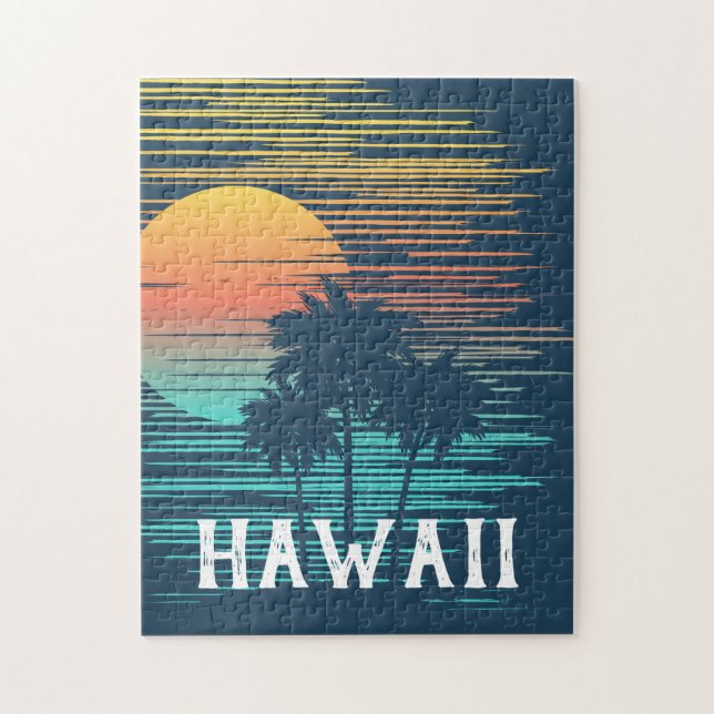 Hawaii Sunset Sunrise Graphic Topical Rainforest Pussel (Vertikal)