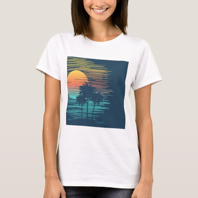 Hawaii Sunset Sunrise Graphic Topical Rainforest T Shirt (Framsida)