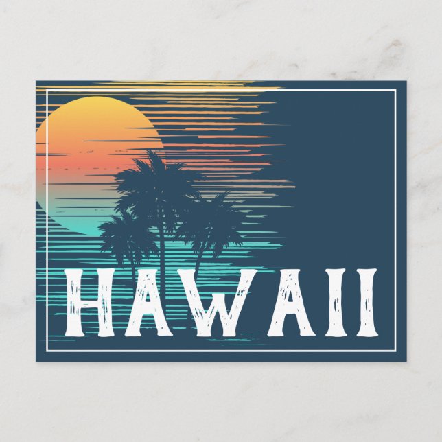 Hawaii Sunset Sunrise Graphic Topical Rainforest Vykort (Framsida)
