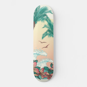 Hawaii Sunset Vinkarare Hibiscus Flowers Handflata Mini Skateboard Bräda 18,5 Cm