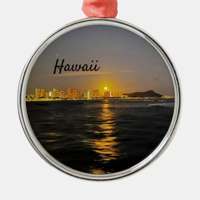 Hawaii Supermoon Måne Sunset Cruise Julgransprydnad Metall (Framsidan)