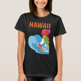 Hawaii Surf-våg Blå Retro Resa T-Shirt