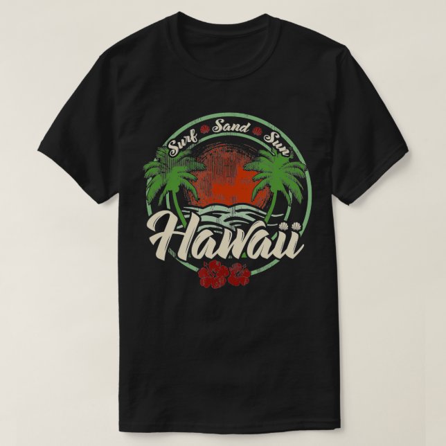 Hawaii Surfa Sand Sol Hawaiian Beach Ocean Aloha T Shirt (Design framsida)