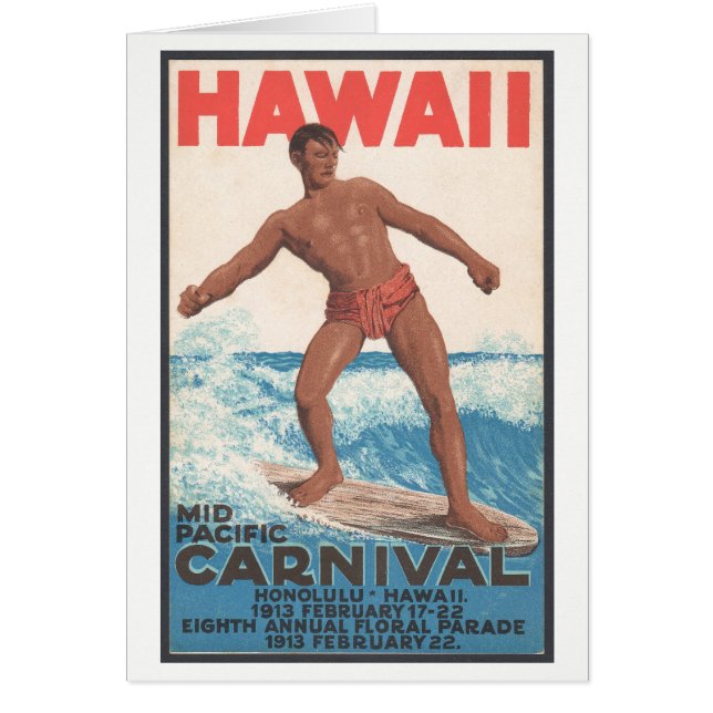 Hawaii surfare hälsningskort (Framsidan)