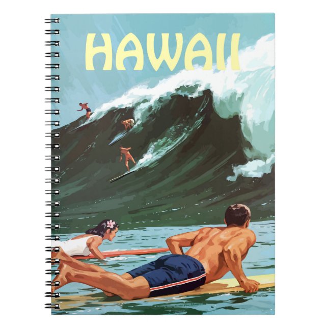 Hawaii, surfare som väntar på en stor våg, anteckningsbok (Framsidan)