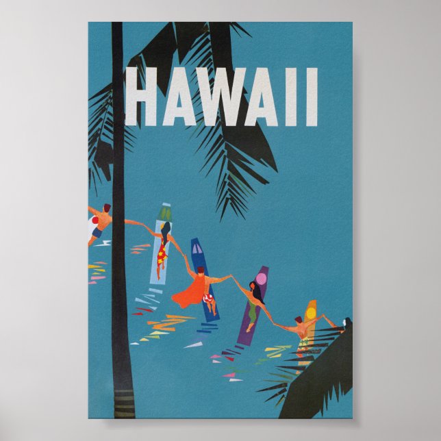 Hawaii Surfboard Vintage resor Poster (Framsidan)