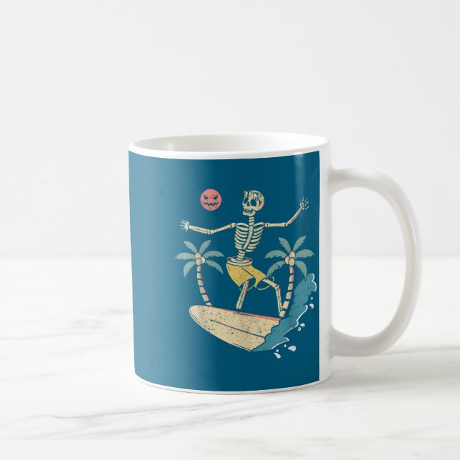 Hawaii Surfer Skeleton Halloween Beach Y Soky Surf Kaffemugg (Höger)