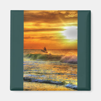 Hawaii Surfer vid Sunset Vibrant Orange Magnet