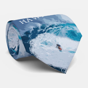 Hawaii Surfers Paradise Travel Poster Tie Slips