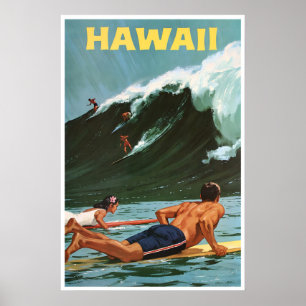 Hawaii Surfing Målning Hawaian Art Tryck Resa