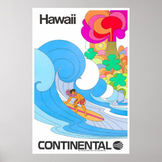 Hawaii Surfing Print Hawaiisk Konst Kontinental Poster